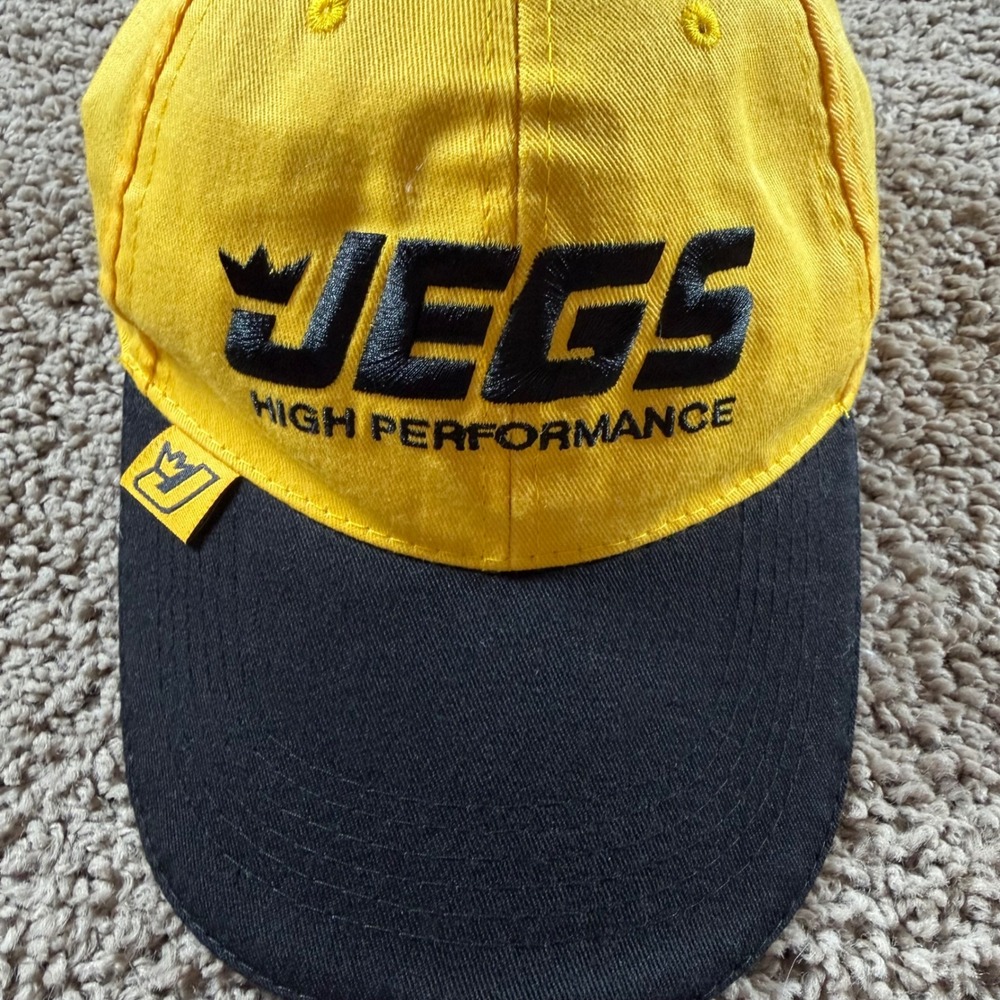JEGS High Performance Mens Baseball Cap Yellow Black Racing Hat SnapBack logo - Picture 5 of 8